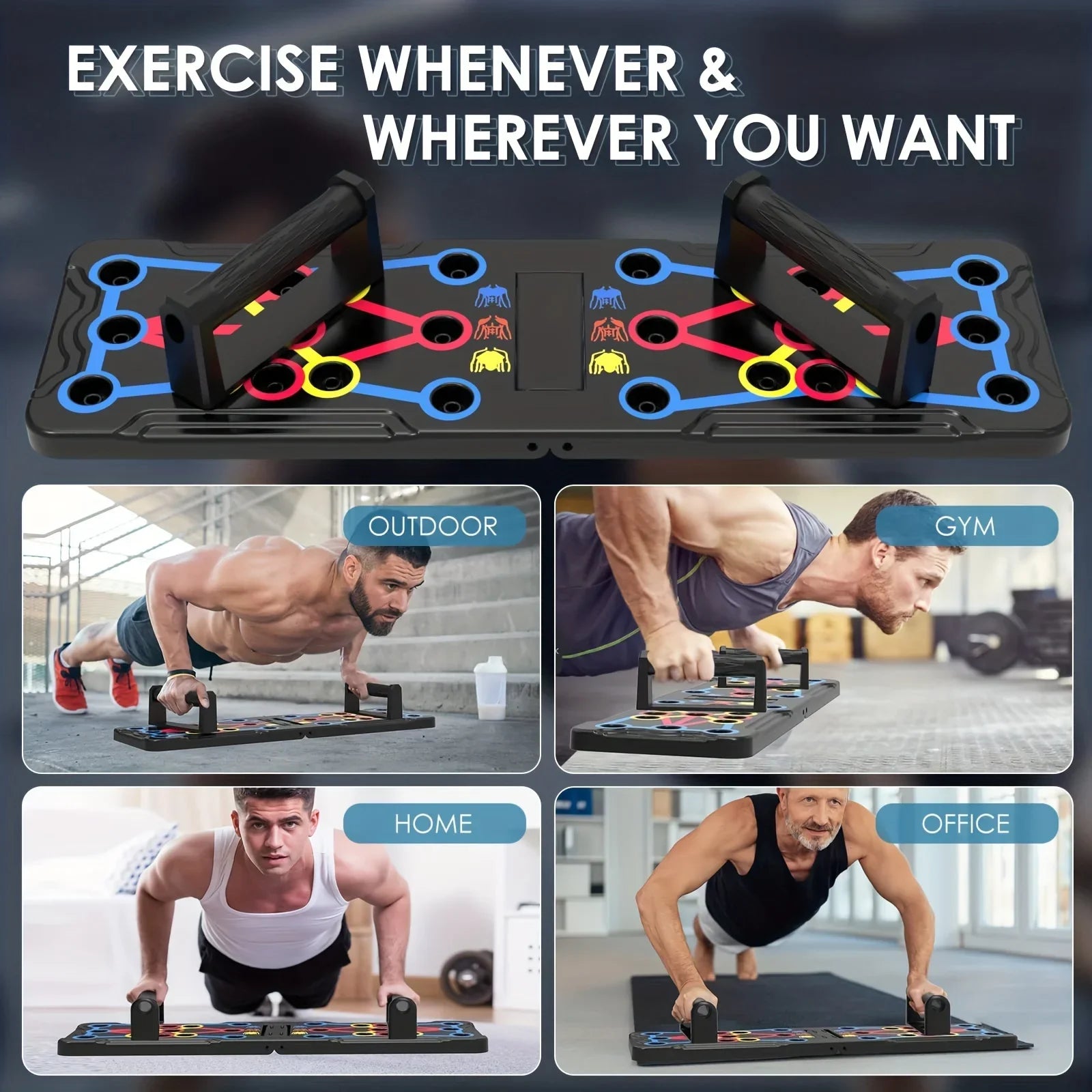 20-in-1 Push Up Board: Get Fit Tone Chest Muscles Foldable Multi-Functional Exercise Equipment Fitness Sports Gym Workout Kit