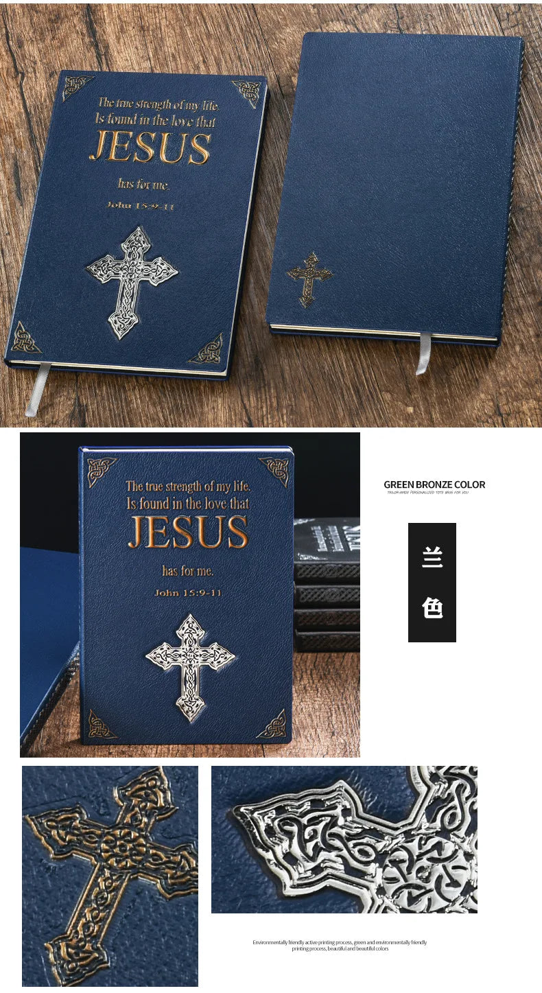 3D Leather Embossed Cross Jesus Notebook